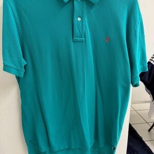 Polo by Ralph Lauren Teal Shirt with Red Emblem